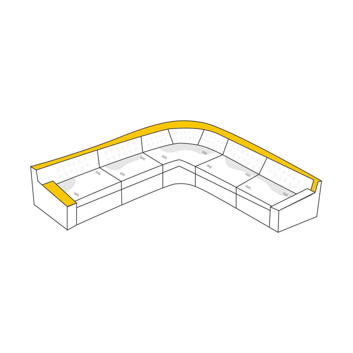 Custom L Shape Curved Sofa Cover