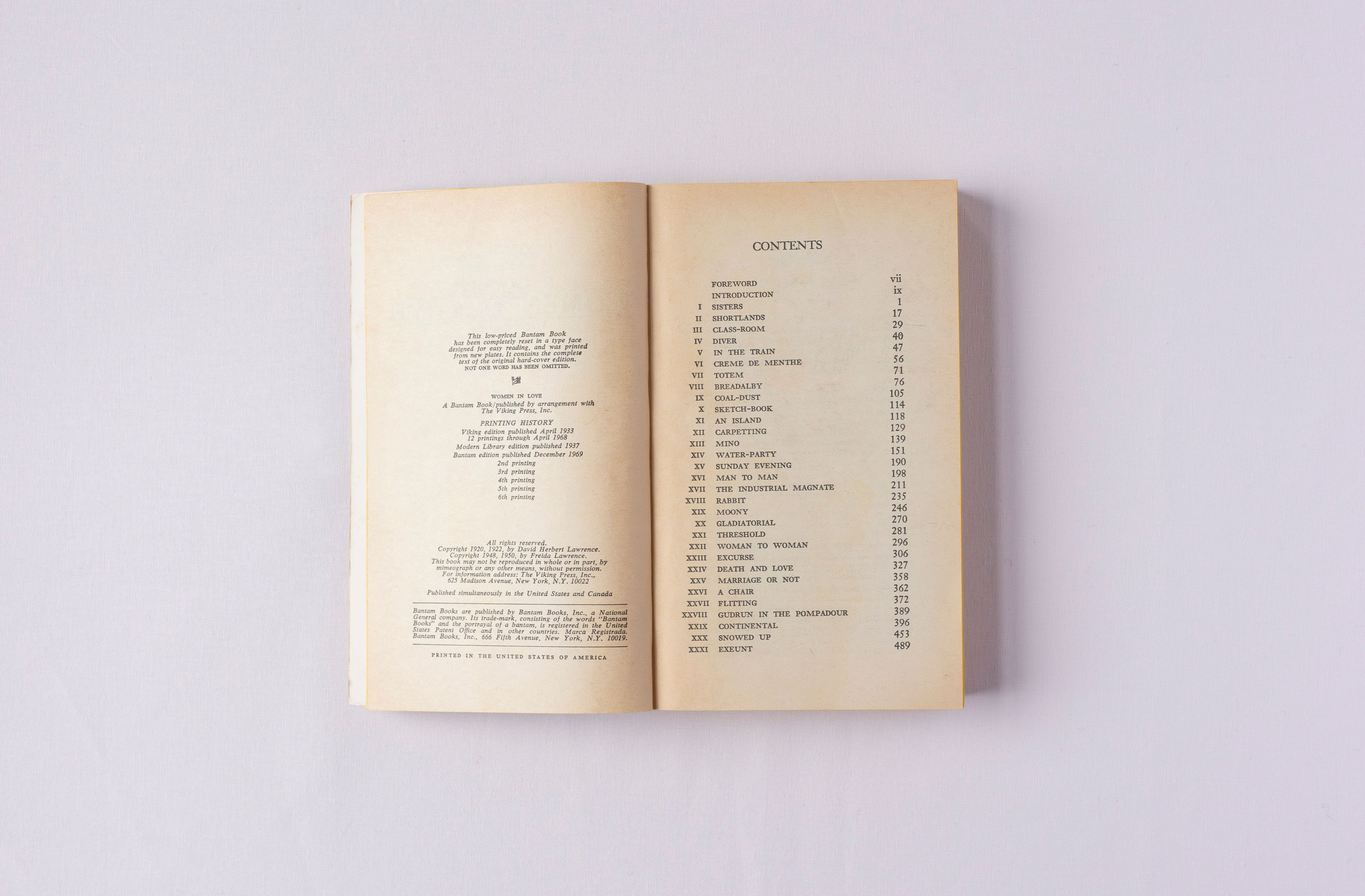 Women in Love, imprint page