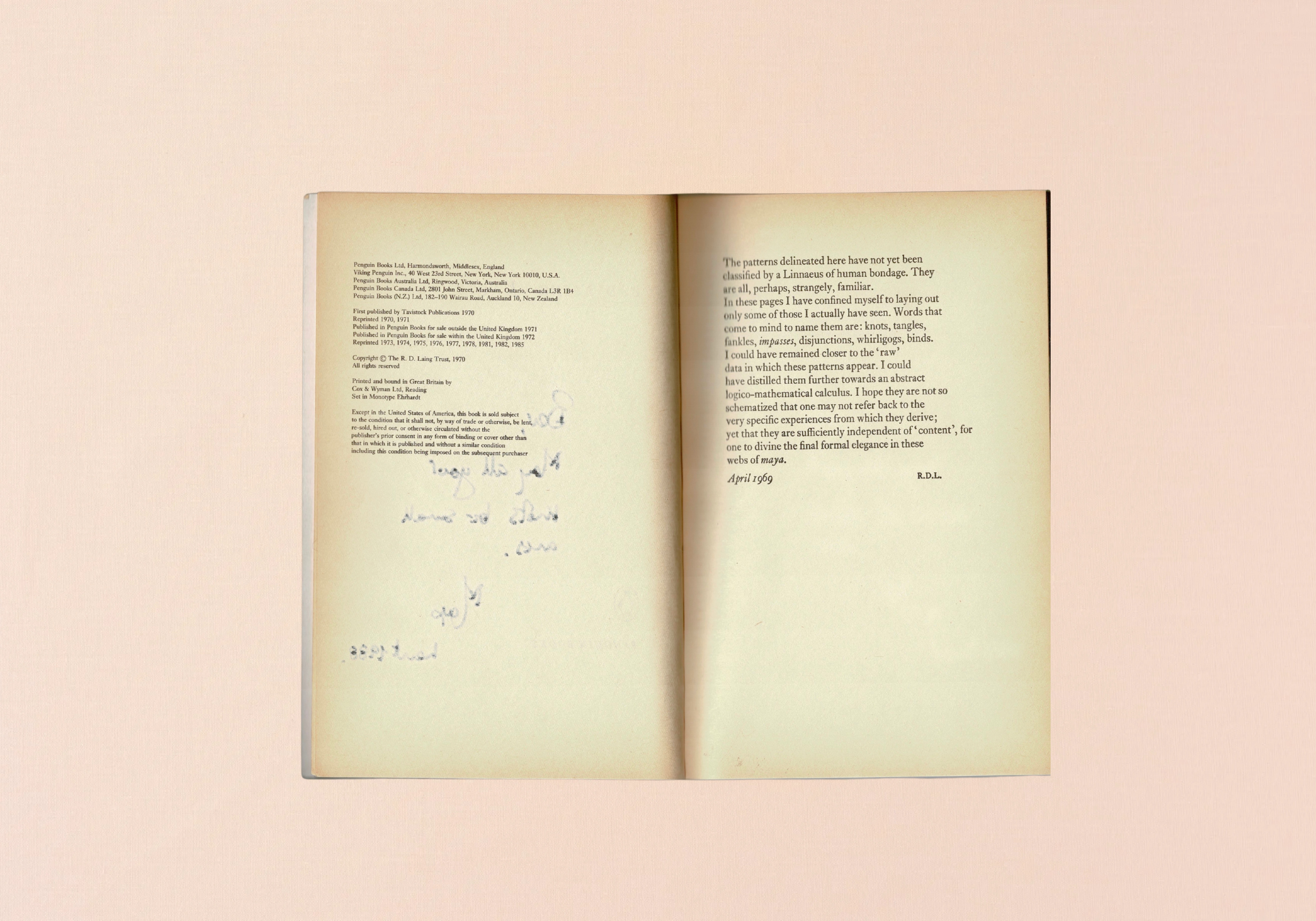 Knots by R.D. Laing, imprint page