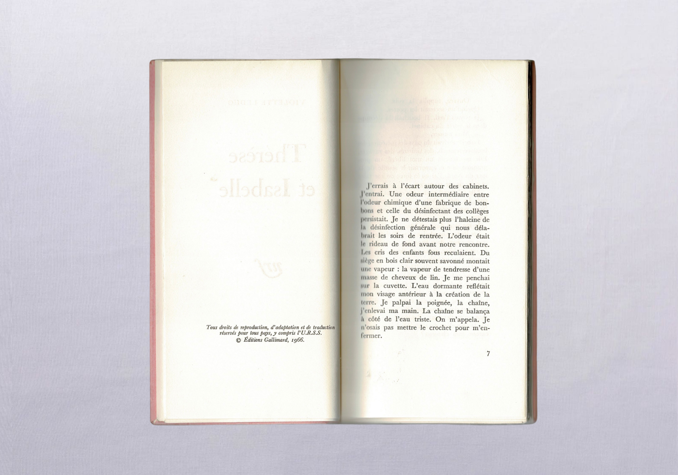 Thérèse and Isabelle by Violette Leduc, imprint page