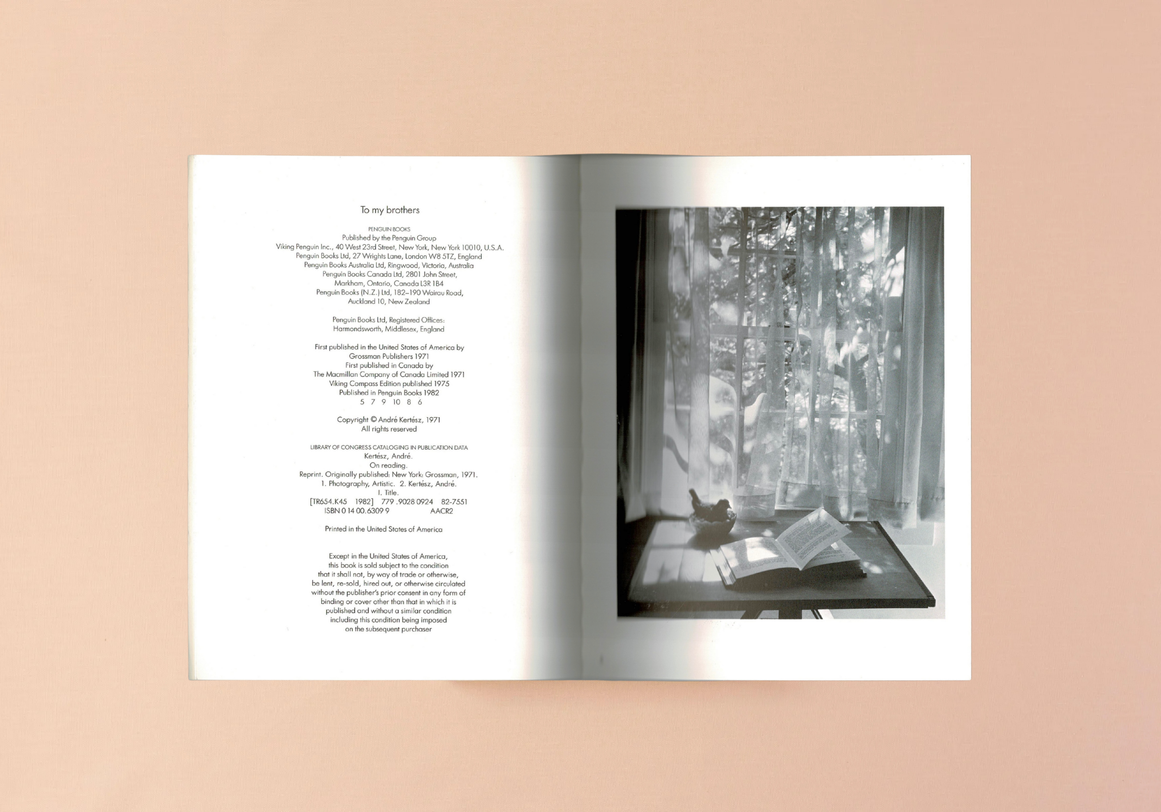 On Reading by Andre Kertesz, imprint page