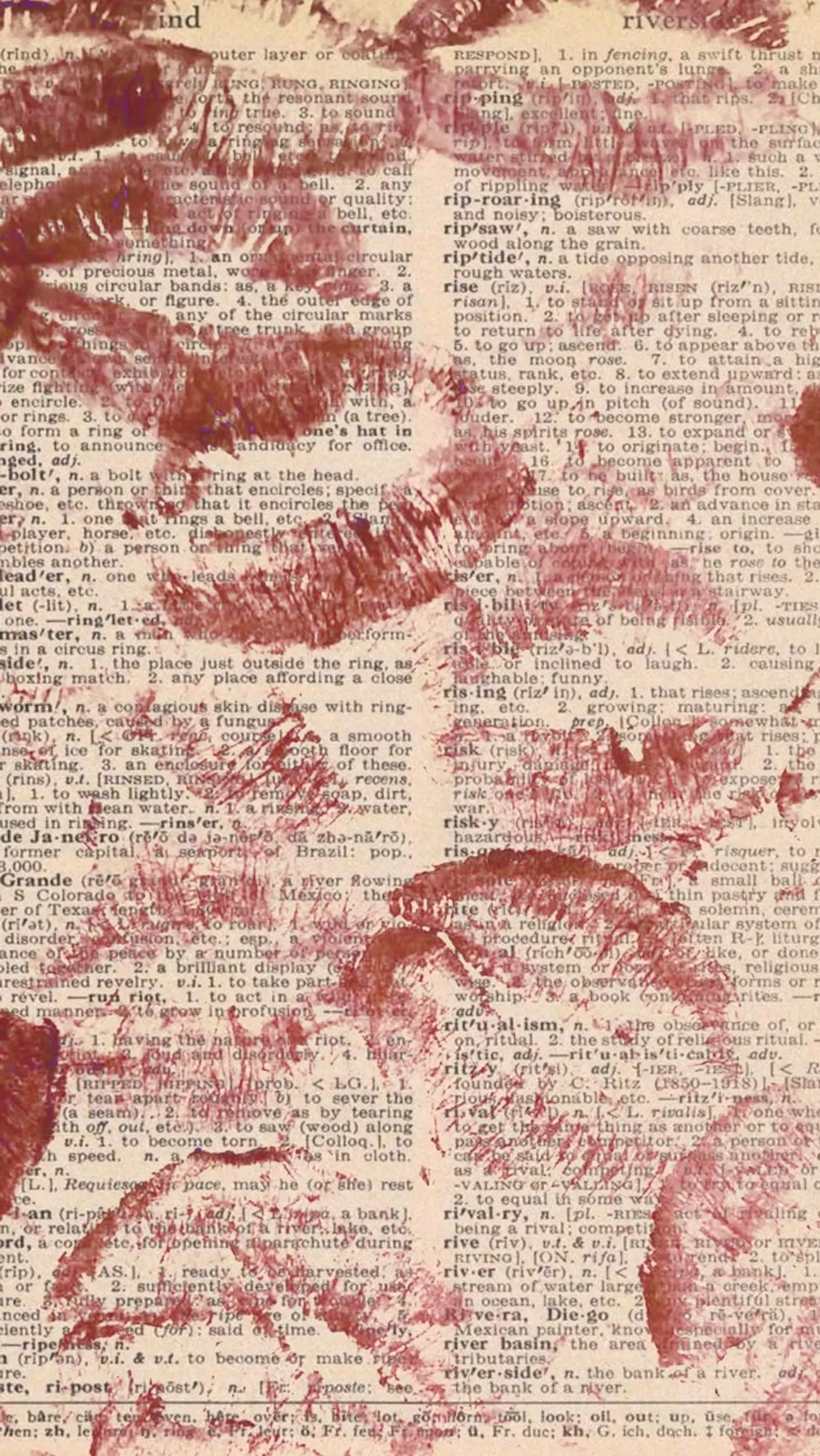 Paper with red lipstick