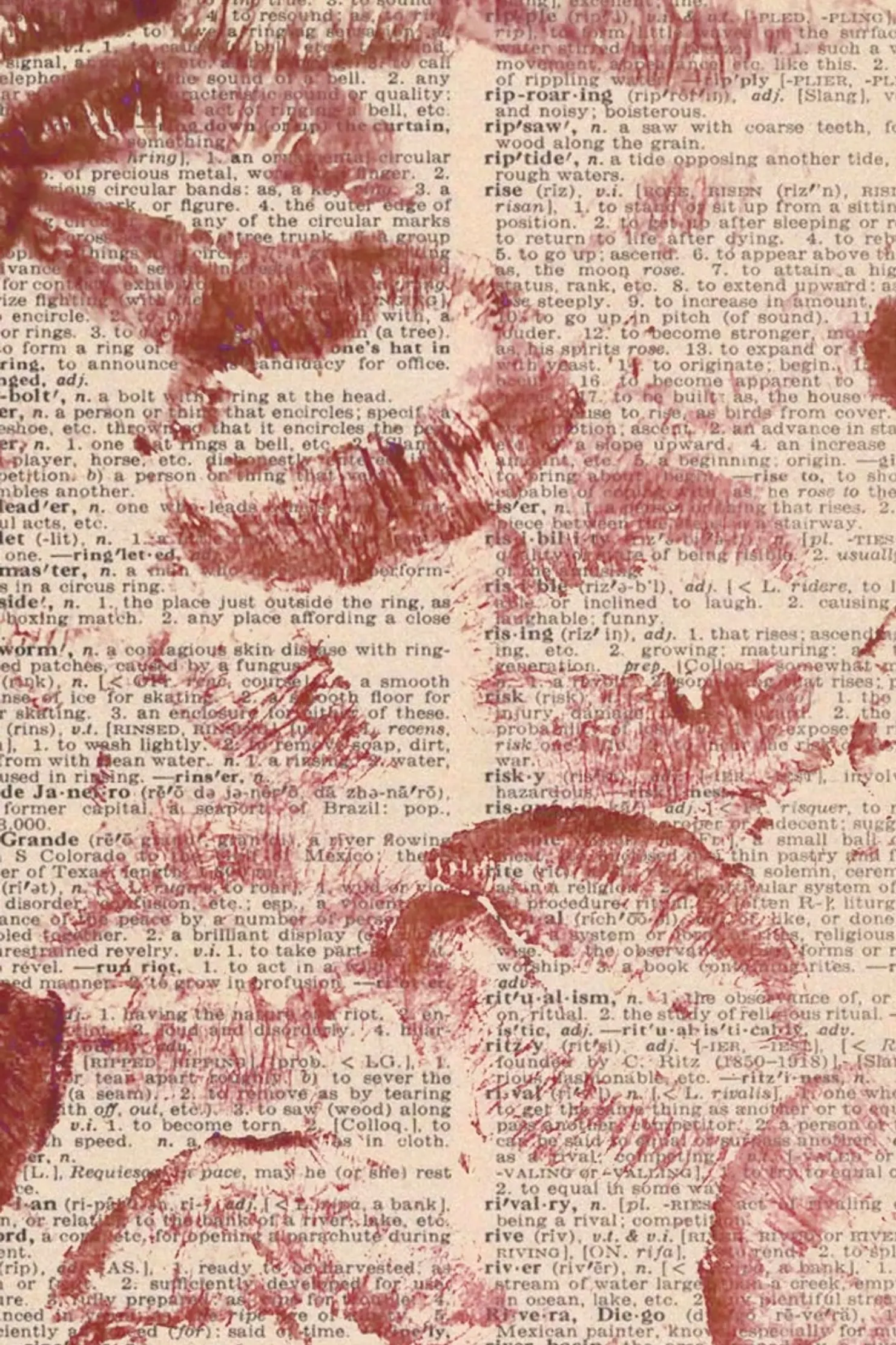 Paper with red lipstick