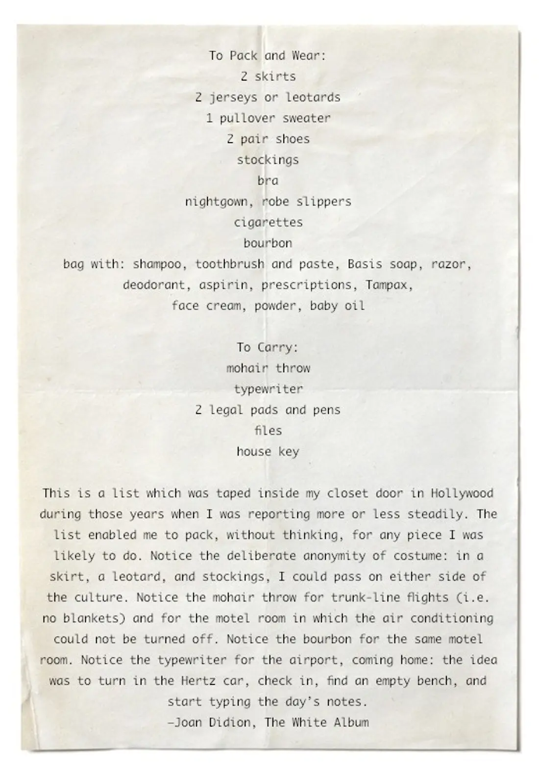 Packing a Handbag of One's Own