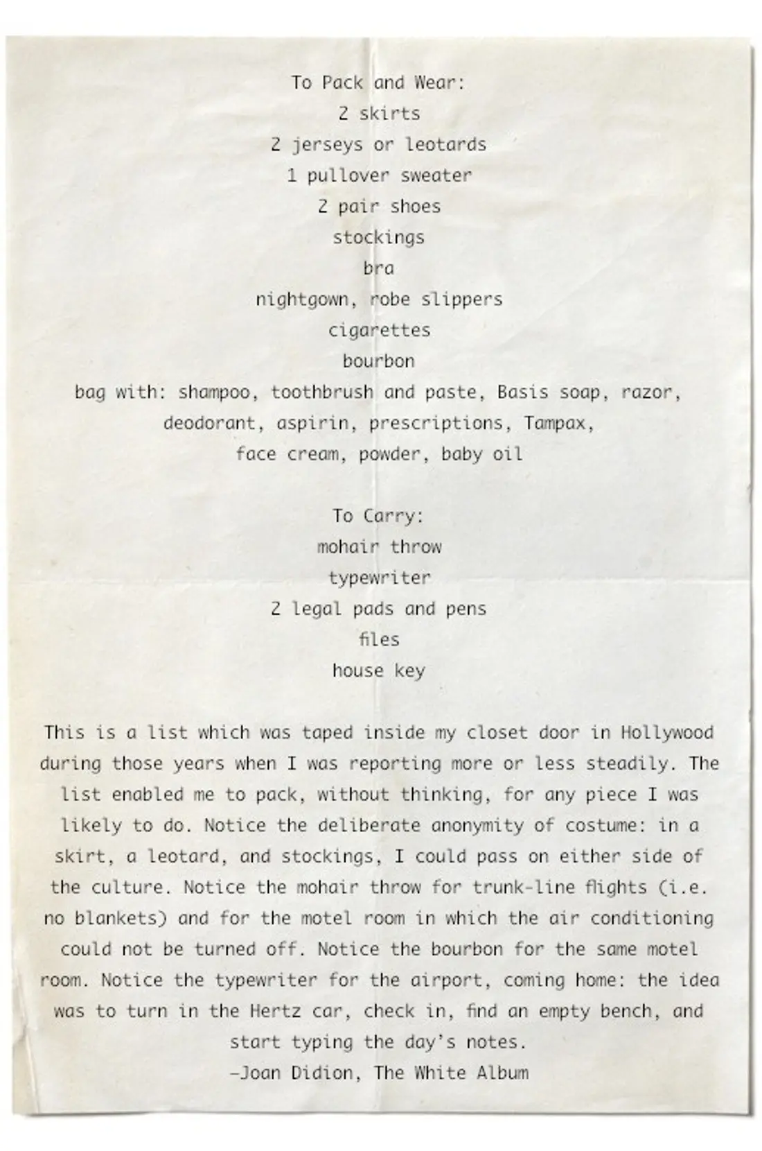 Packing a Handbag of One's Own