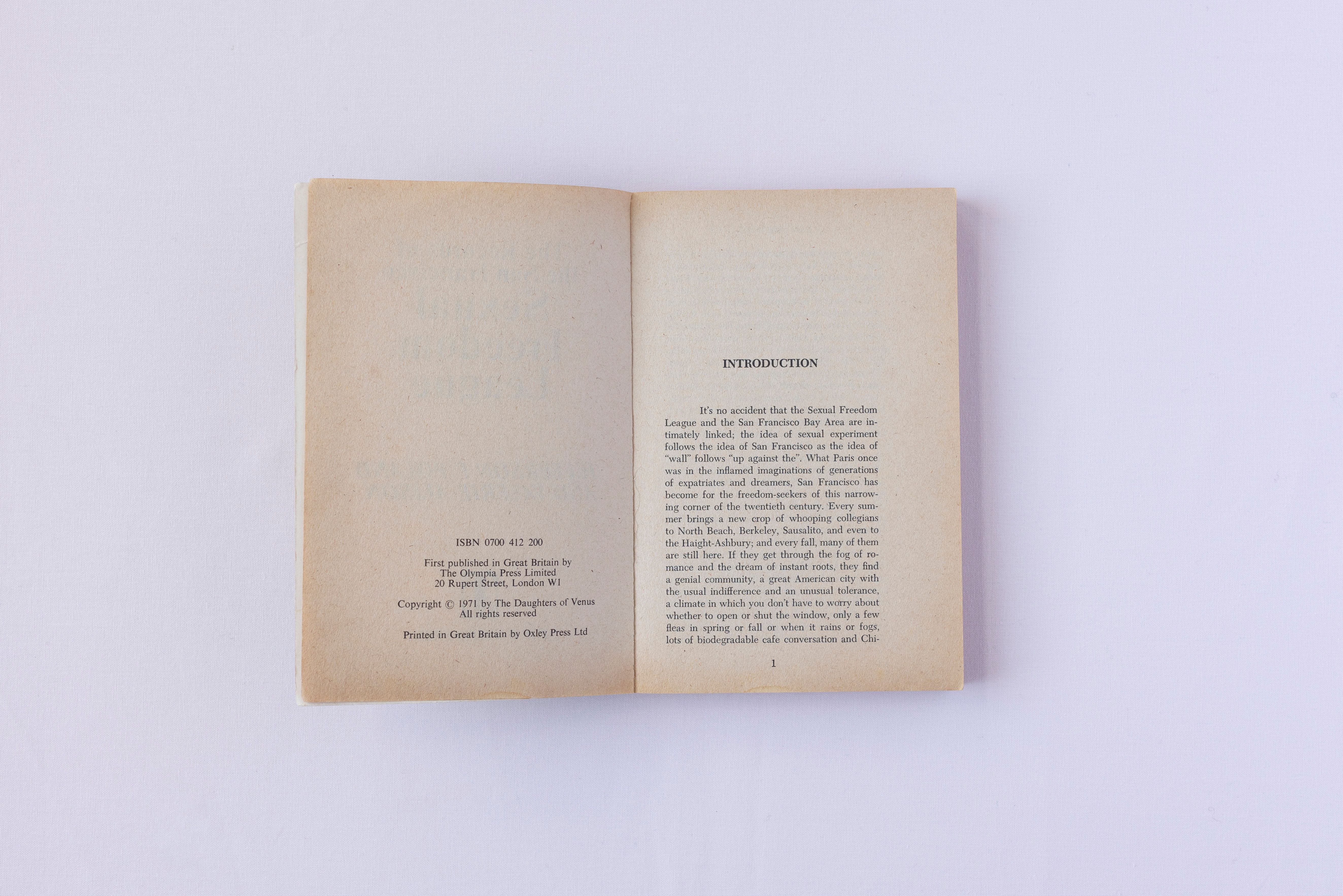 sexual freedom league, imprint page