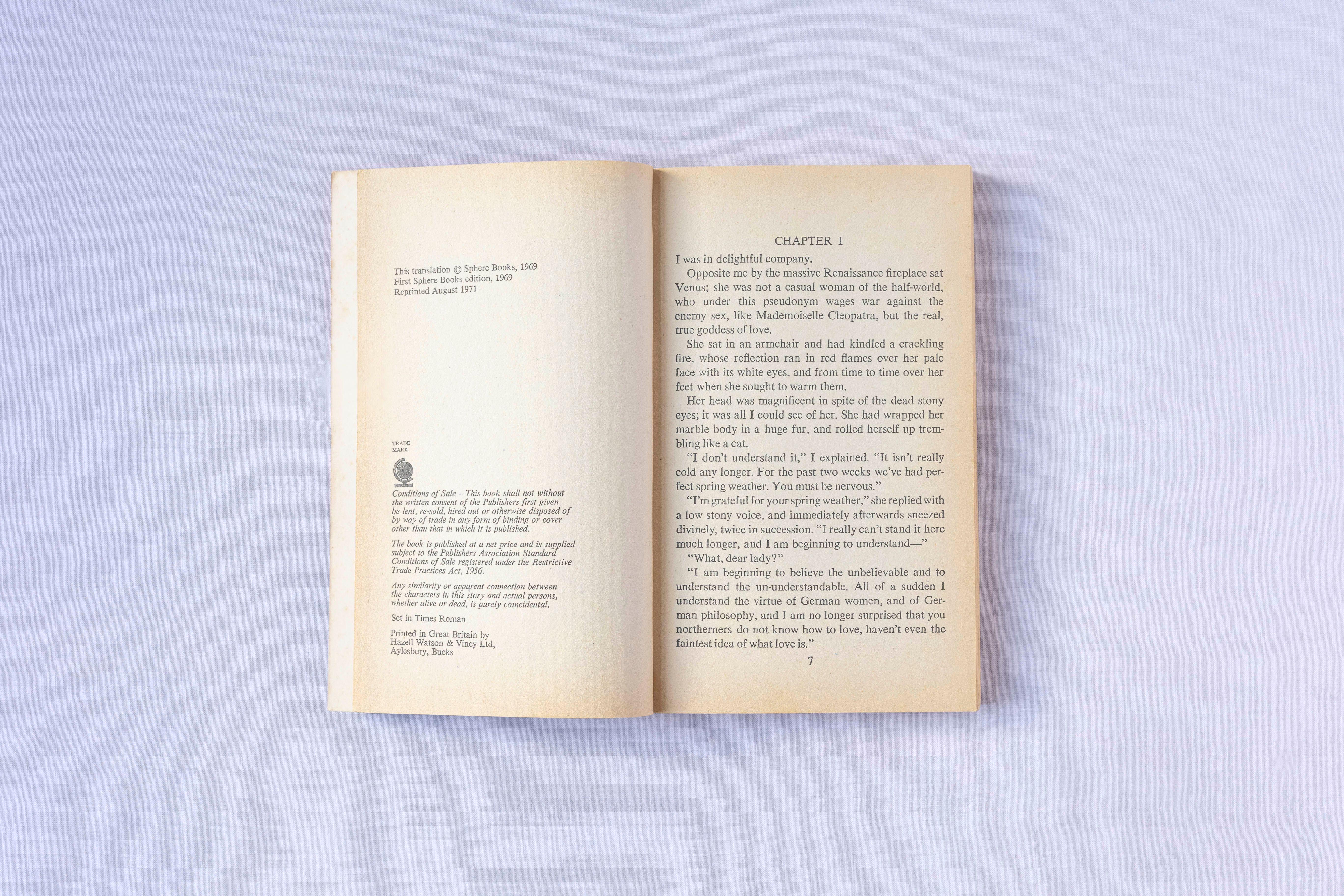 Venus in Furs, imprint page