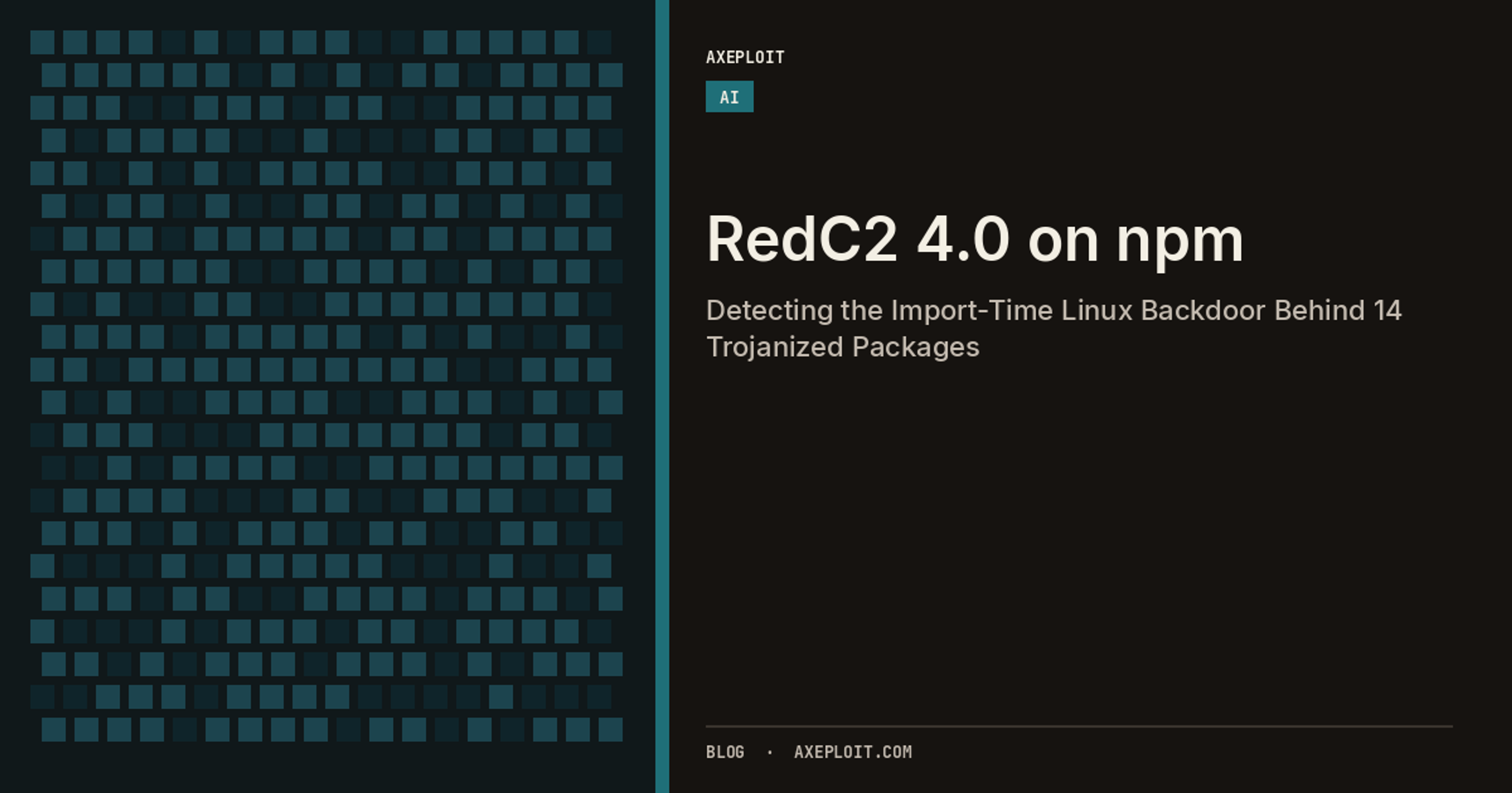 RedC2 4.0 on npm: Detecting the Import-Time Linux Backdoor Behind 14 Trojanized Packages