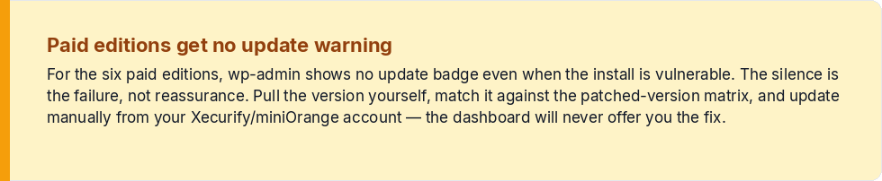 Paid editions get no update warning