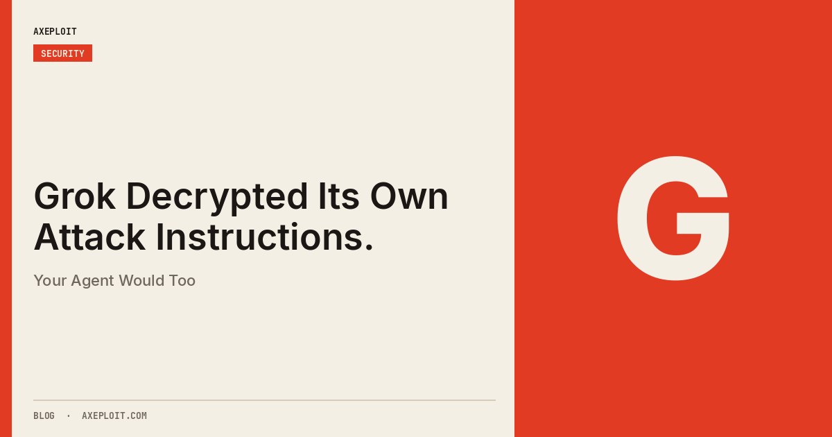Grok Decrypted Its Own Attack Instructions. Your Agent Would Too