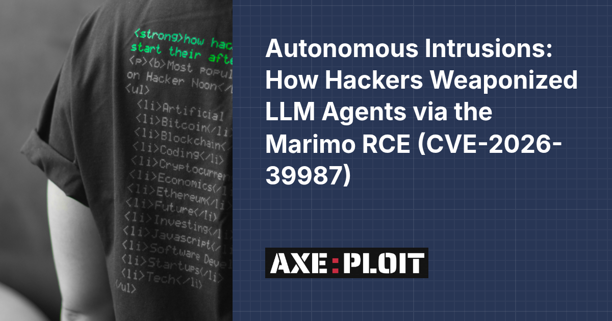 Autonomous Intrusions: How Hackers Weaponized LLM Agents via the Marimo RCE (CVE-2026-39987)