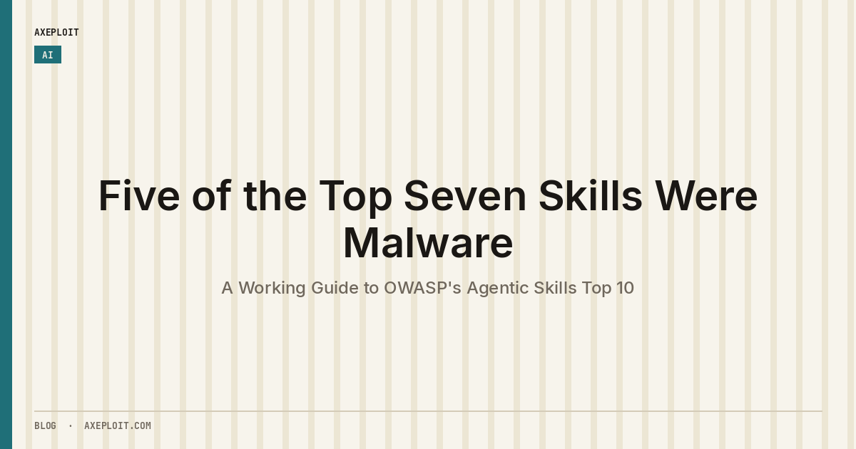 Five of the Top Seven Skills Were Malware: A Working Guide to OWASP's Agentic Skills Top 10