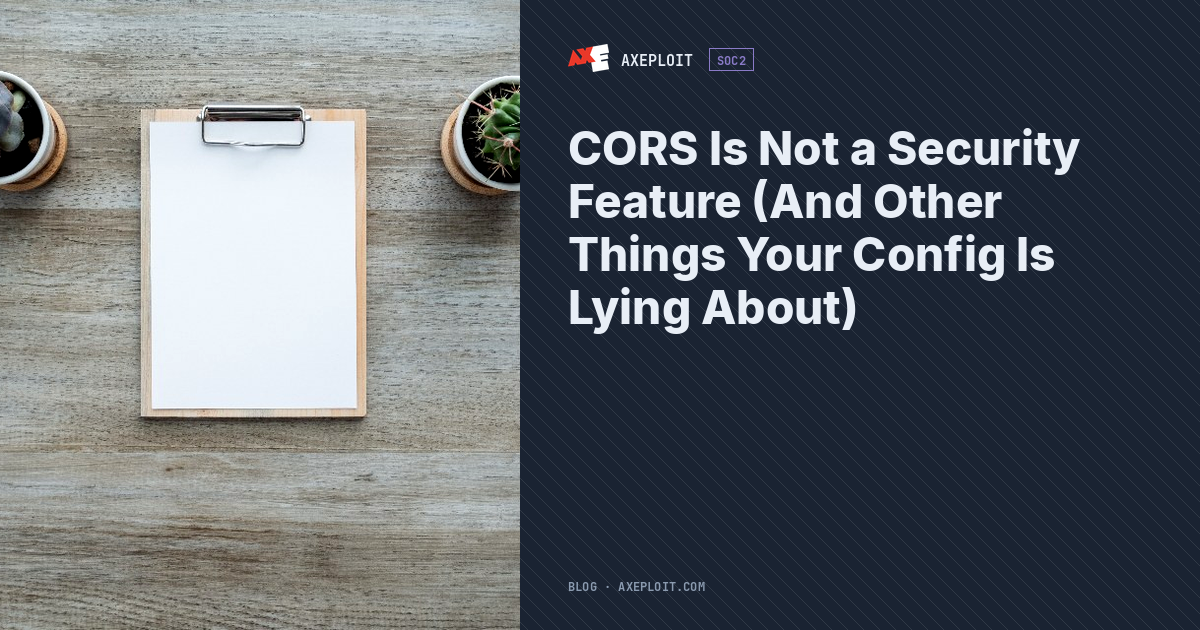 CORS Is Not a Security Feature (And Other Things Your Config Is Lying About)