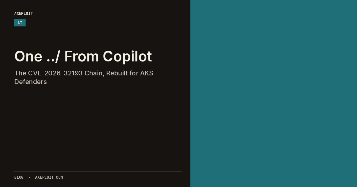 One ../ From Copilot: The CVE-2026-32193 Chain, Rebuilt for AKS Defenders