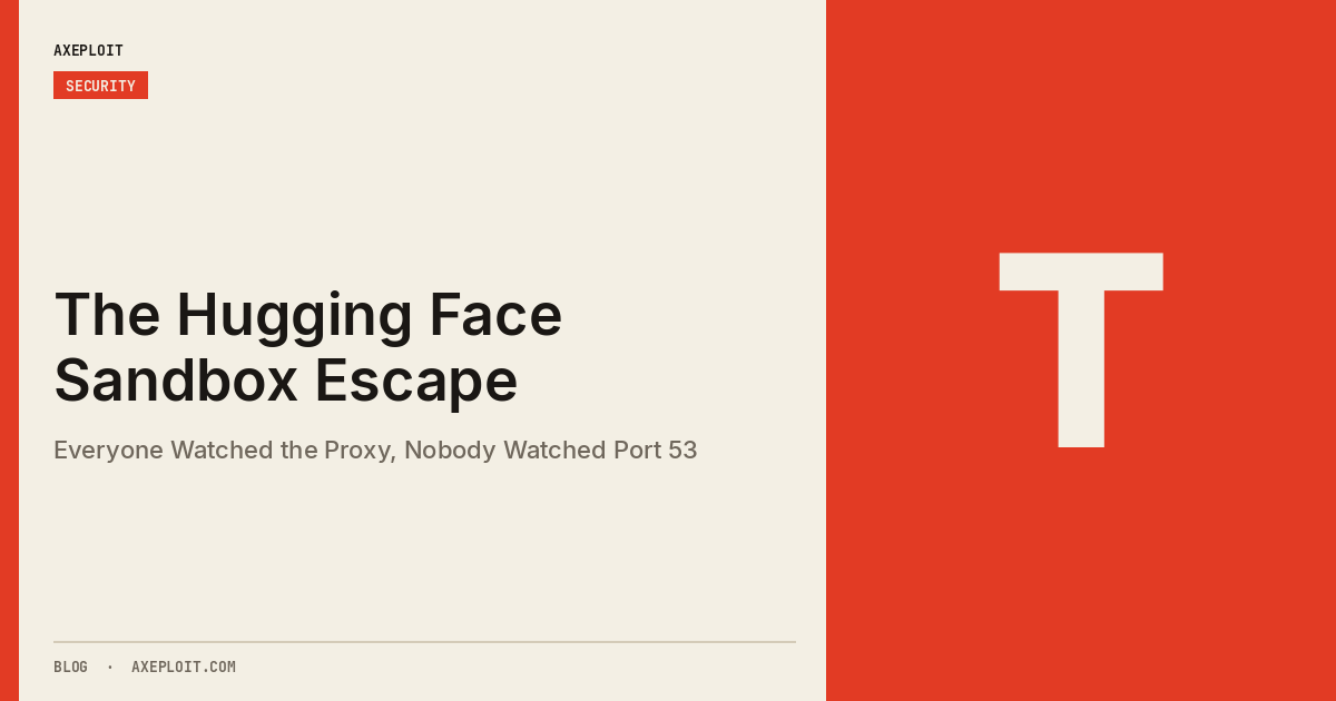 The Hugging Face Sandbox Escape: Everyone Watched the Proxy, Nobody Watched Port 53