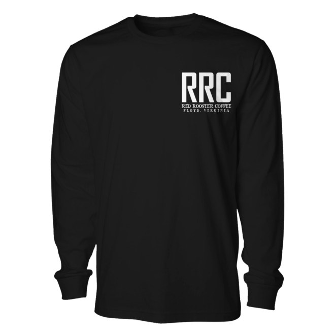 Scary Good Long Sleeve Unisex Black Tee, RRC on Front in white
