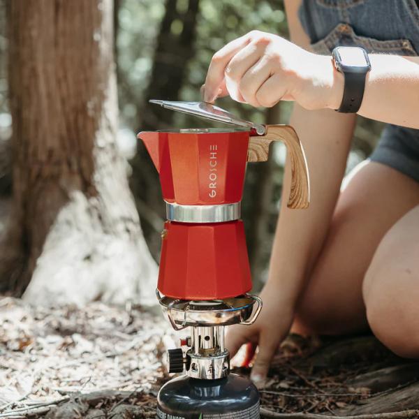 Grosche Milano Red Moka Pot | Stovetop Espresso Maker | Red Grosche Milano Red Moka Pot | Stovetop Espresso Maker | Red