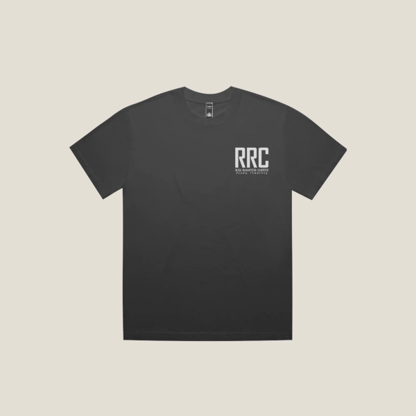 Scary Good Heavyweight Box Tee Unisex Black, RRC on Front in white