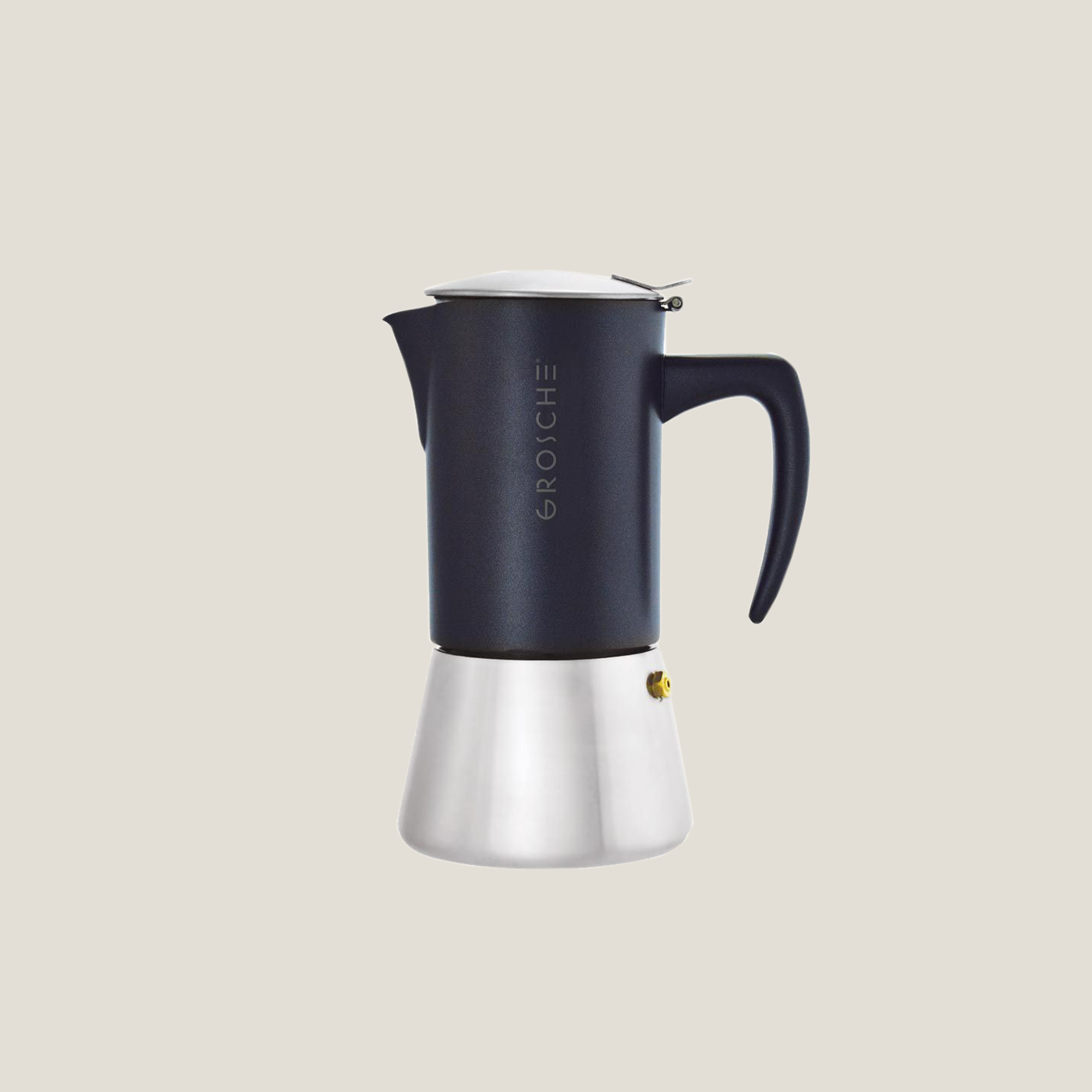 Grosche Milano Steel Stovetop Moka Pot - Red Rooster Coffee