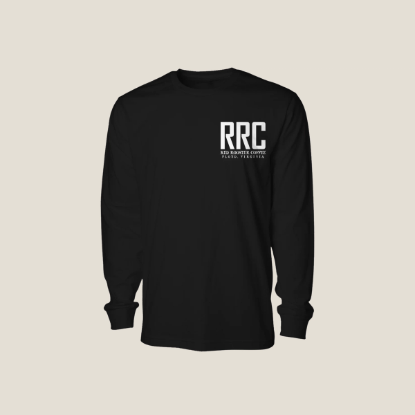 Scary Good Long Sleeve Unisex Black Tee, RRC on Front in white