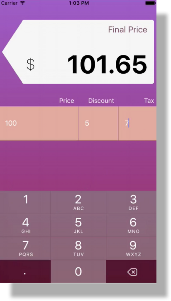 price calculator app on ios