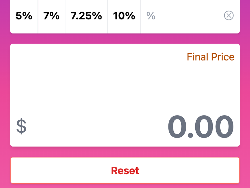 Screen showing discount calculators