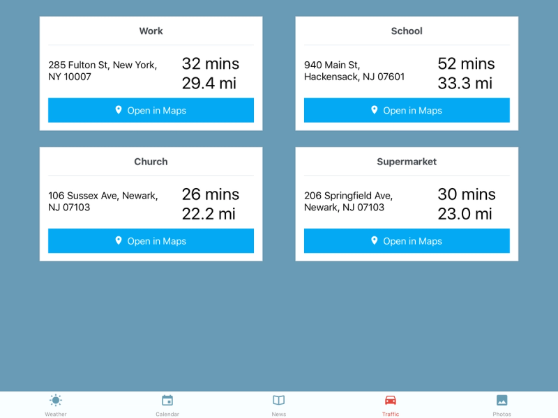 shows commute information