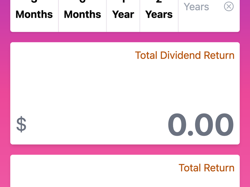 Screen showing dividend calculators
