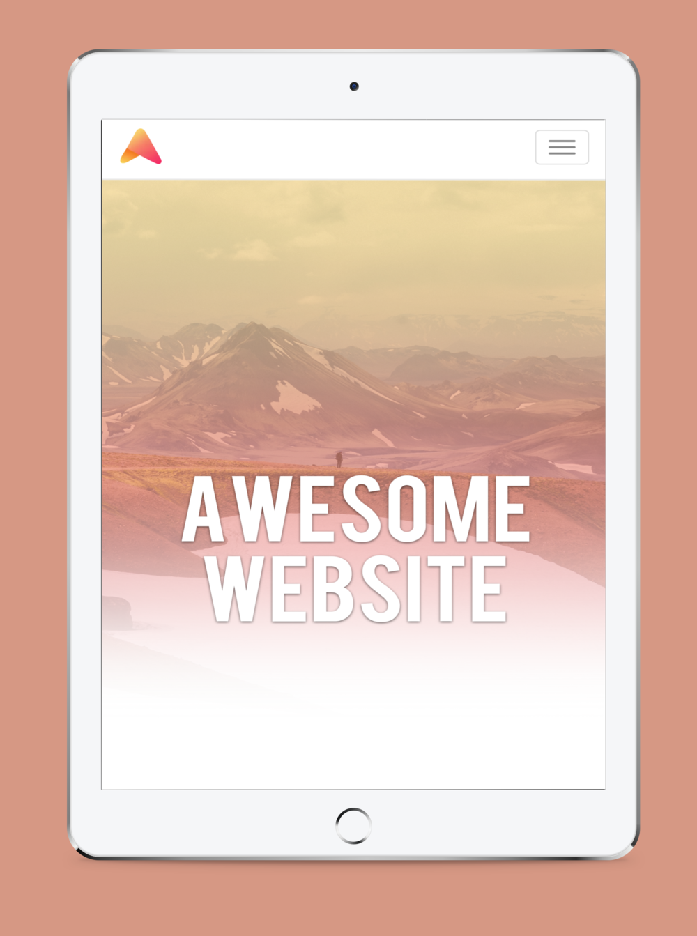 ipad showing website template
