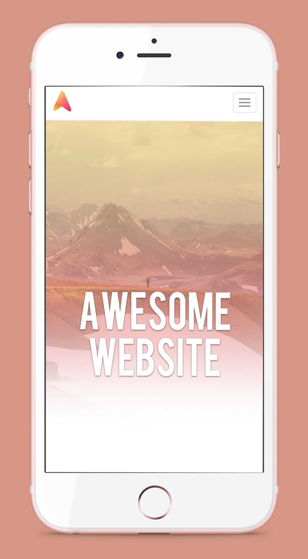 landing page design on mobile screen