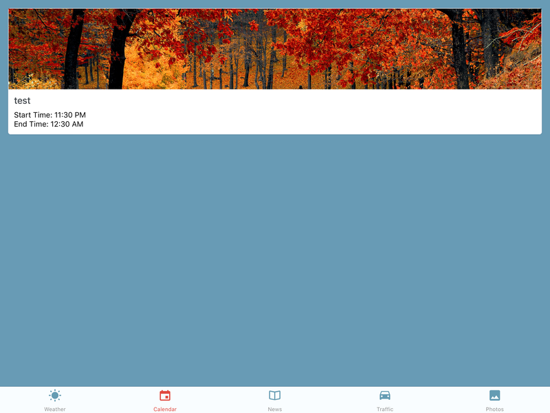 Shows calendar events