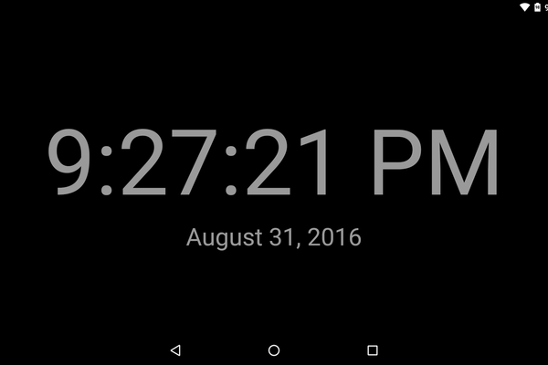 Clock shown on a tablet