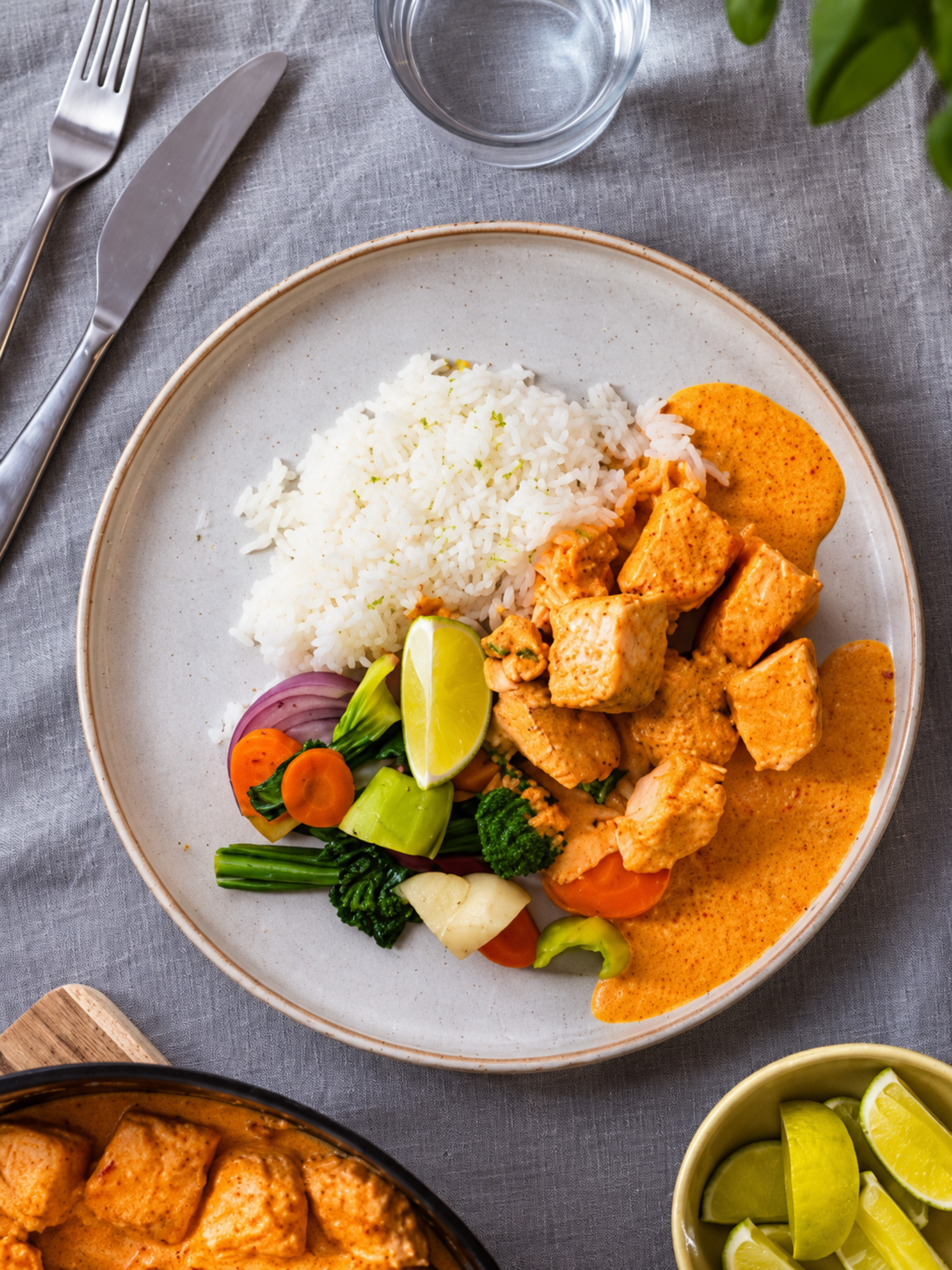 Laks i rød currysaus