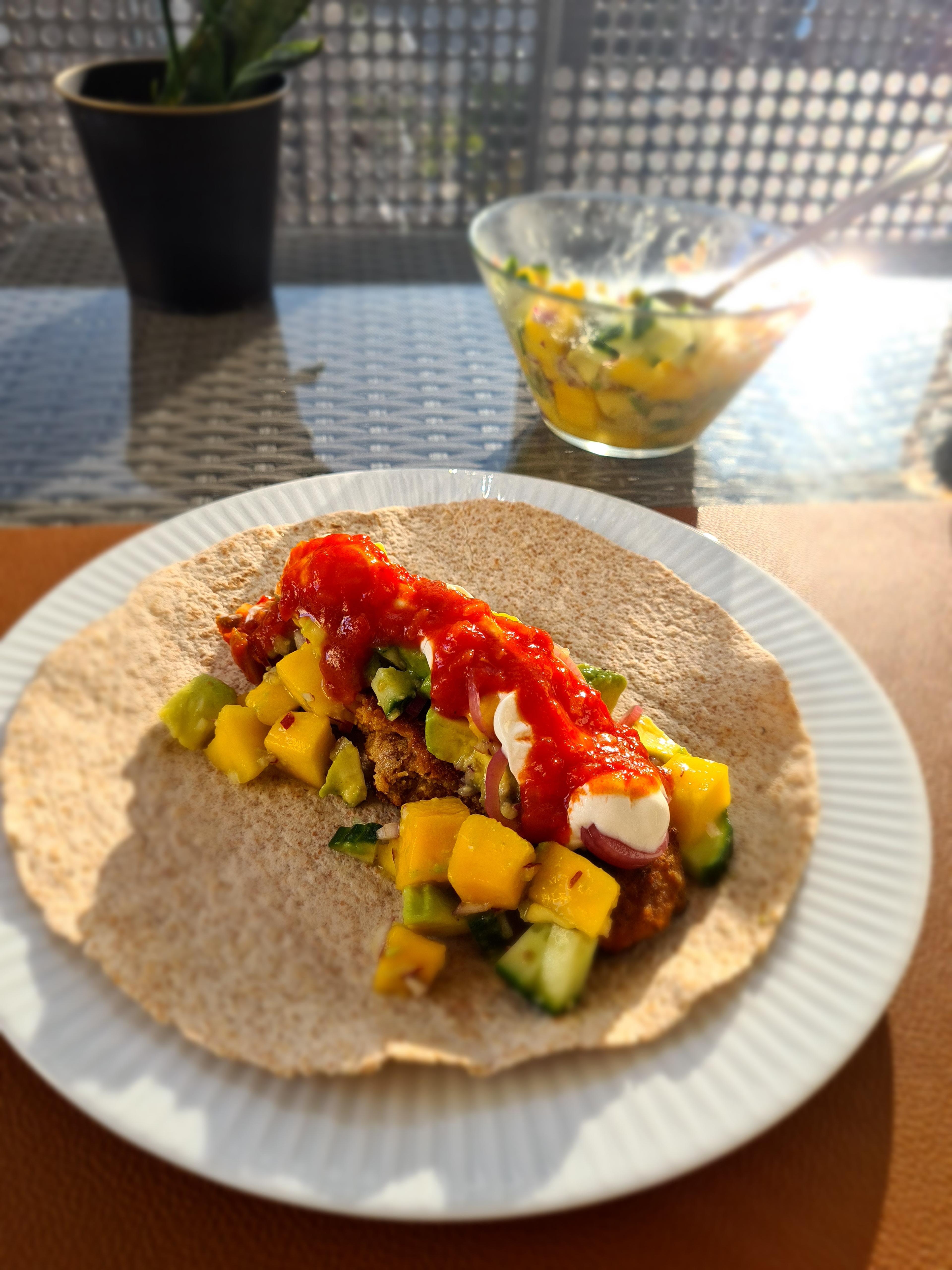 Taco med panert laks