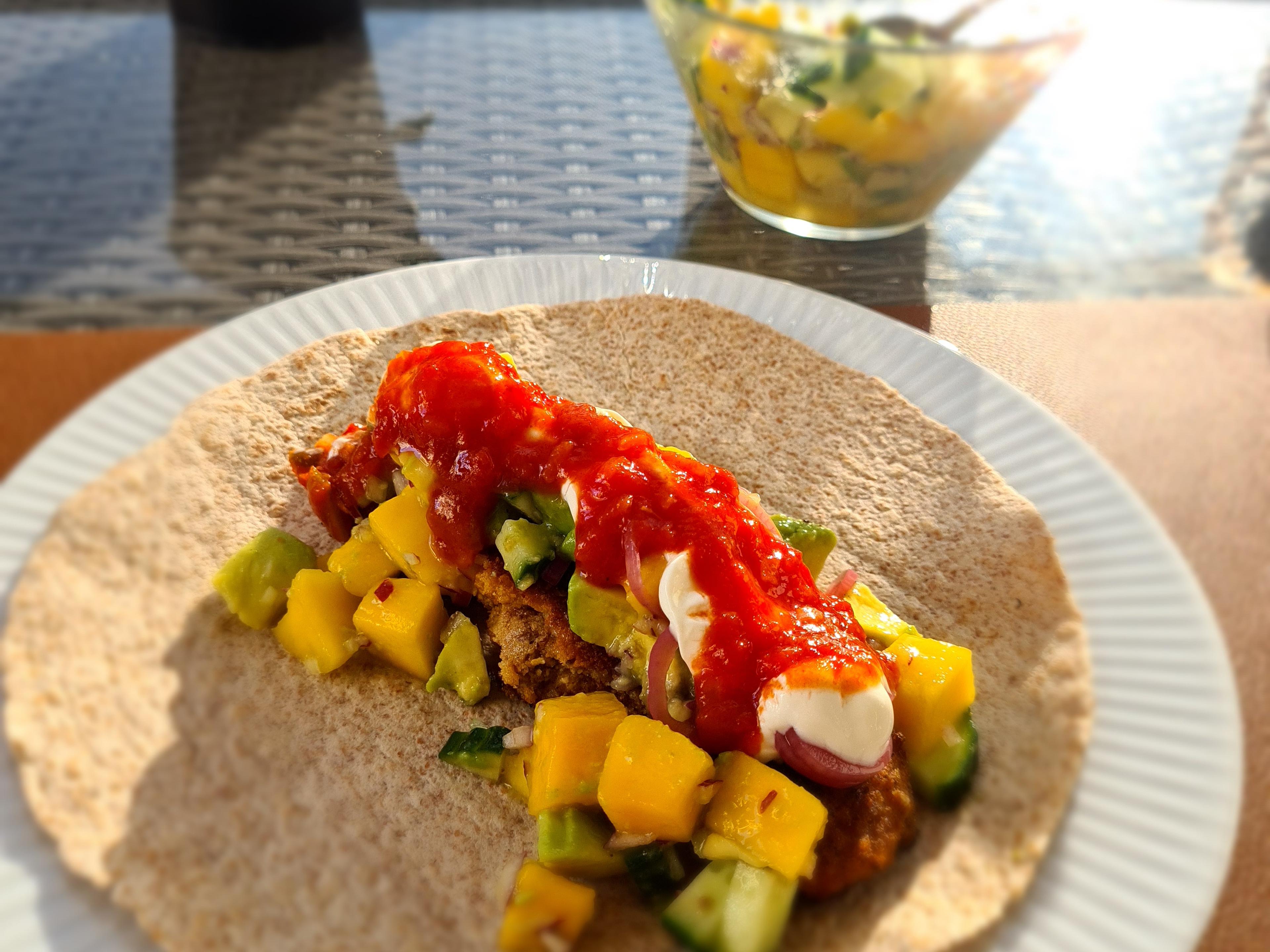 Taco med panert laks