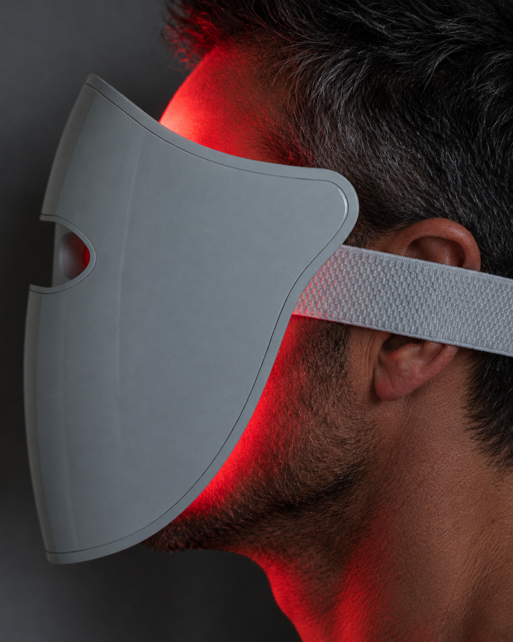Man wearing Blyss LED mask