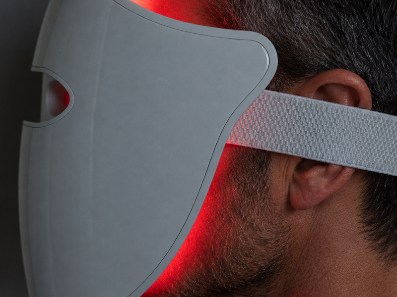 Man wearing Blyss LED mask