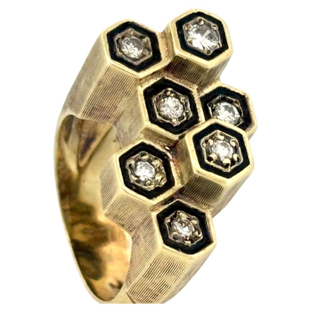 Honeycomb Cocktail Ring, Mid-century