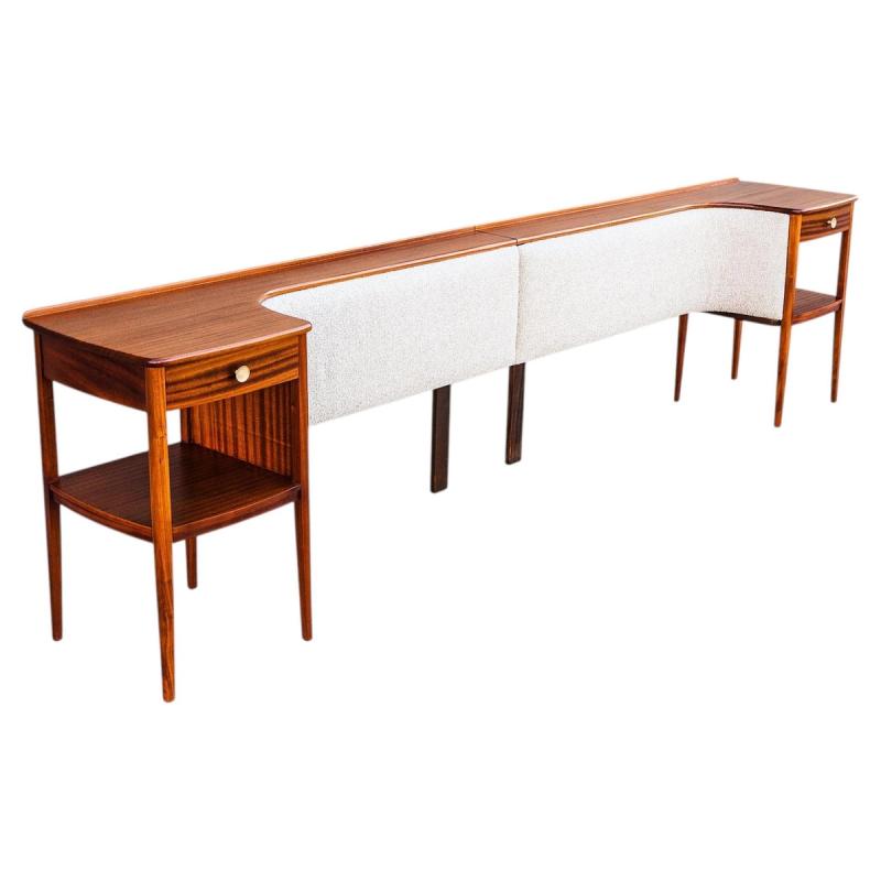 1960s, King Headboard with Nightstands