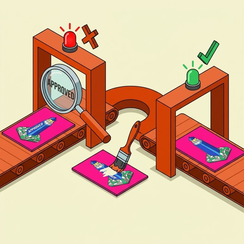 An imagined "quality gate" at an illustration factory