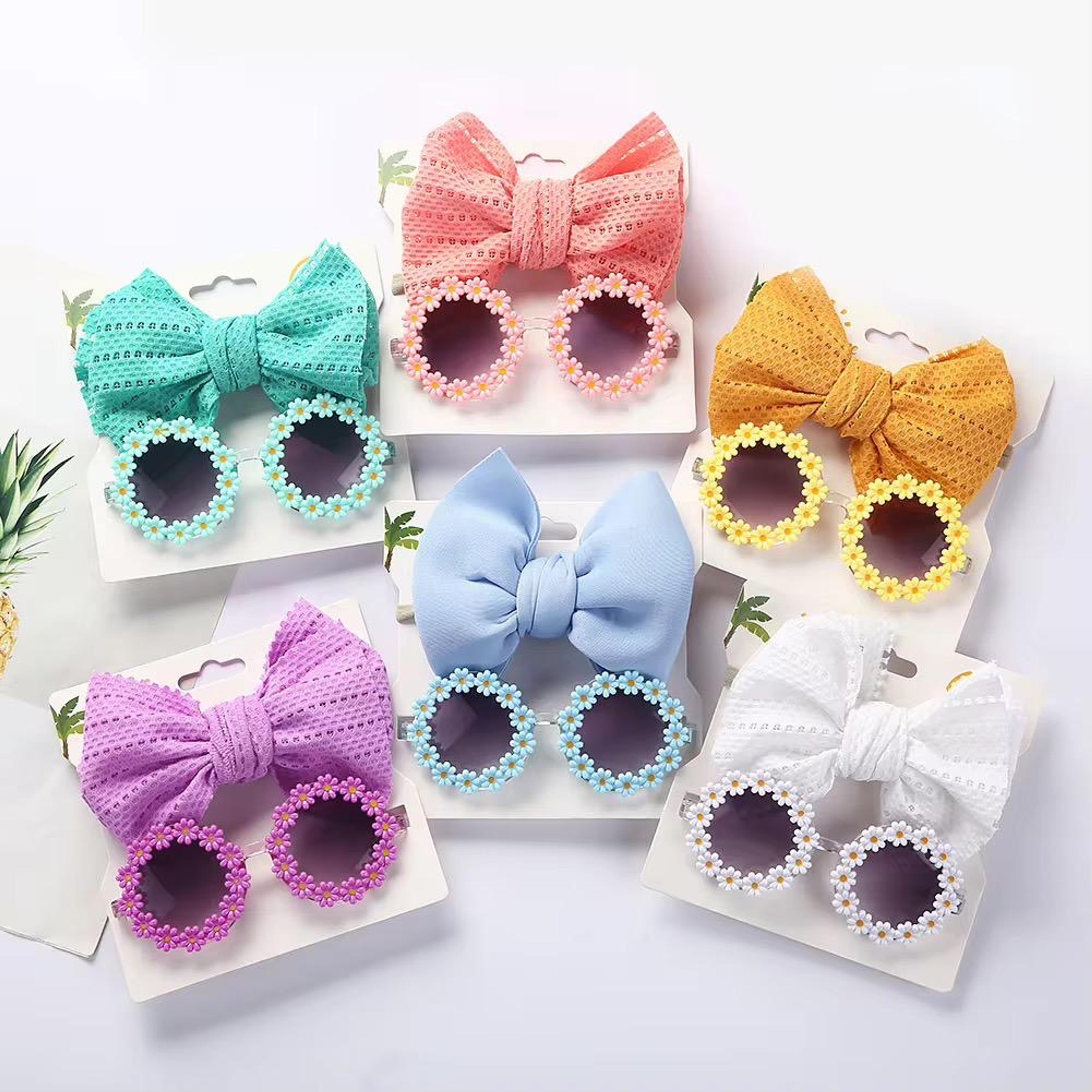 Girls' Floral Sunglasses & Bow Hair Accessory Set