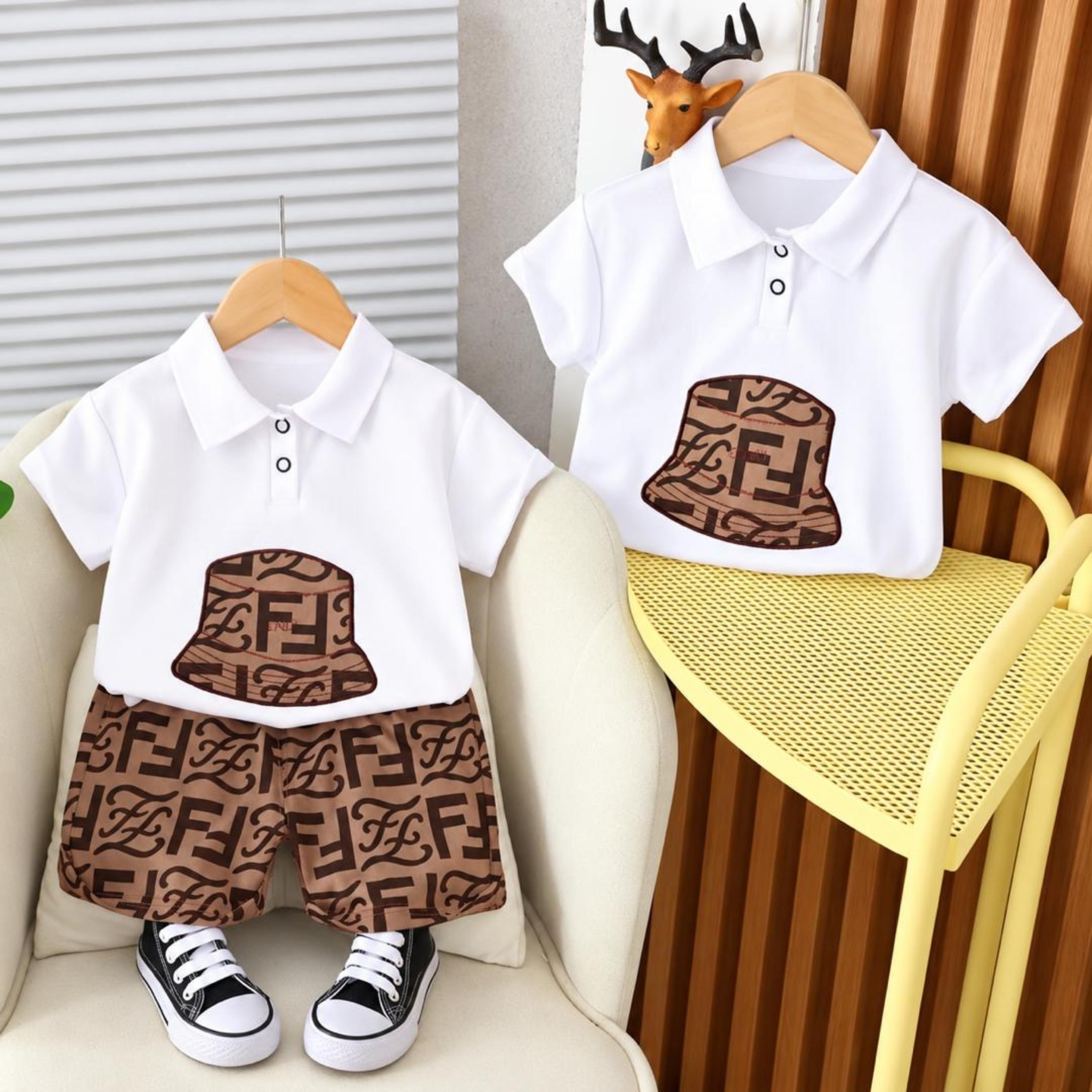 Boys' Monogram Bucket-Hat Polo & Shorts Set
