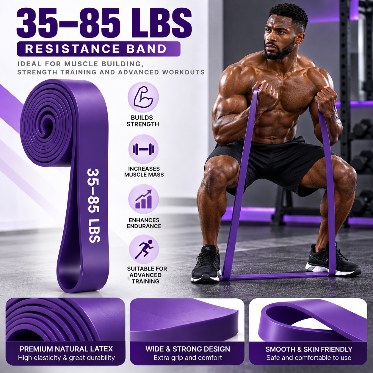 Purple Resistance Band - 35-85 lbs