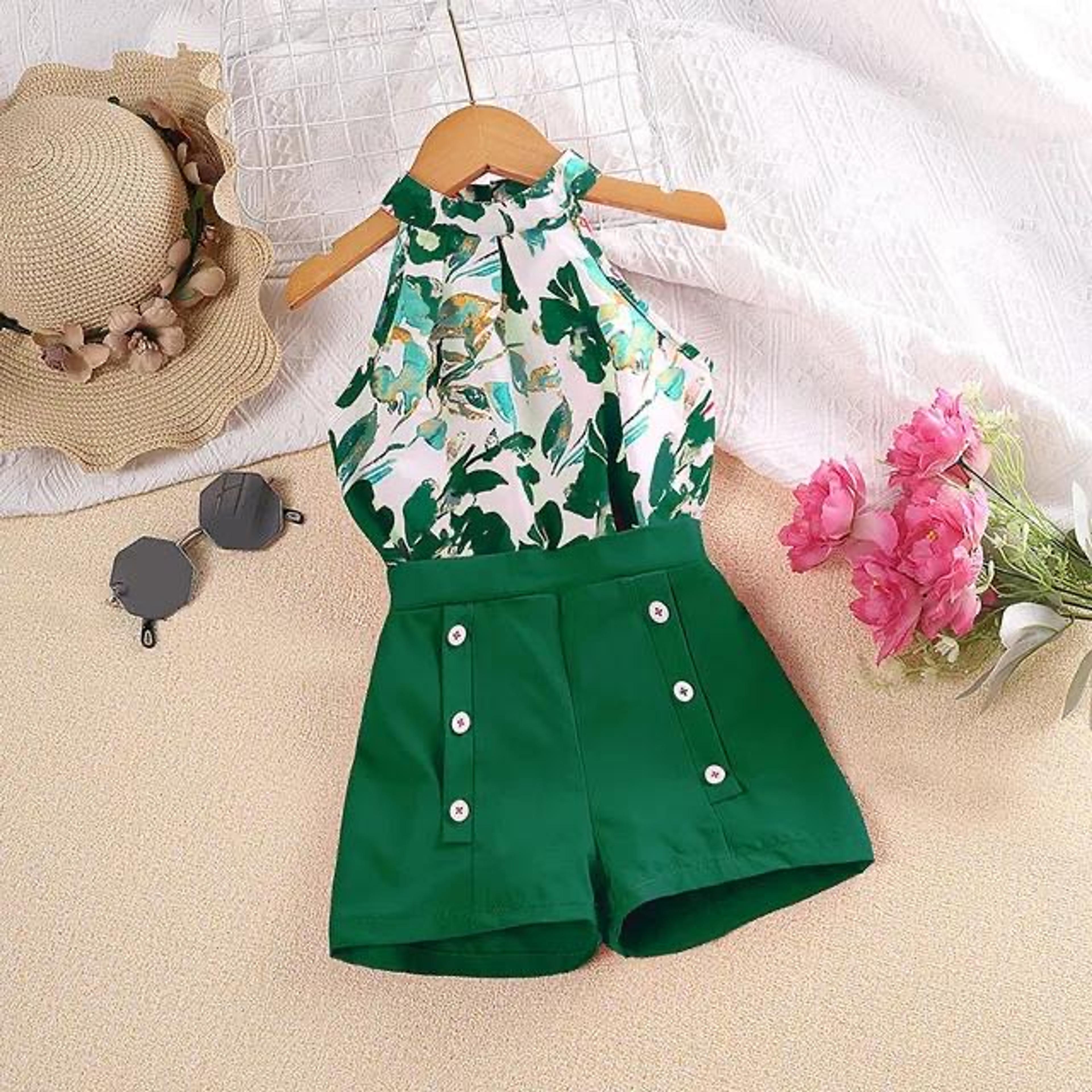 Girls' Floral Halter Top Shorts Set