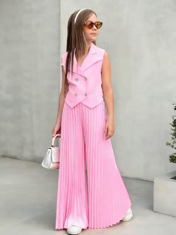 Girls' Elegant Pleated Palazo