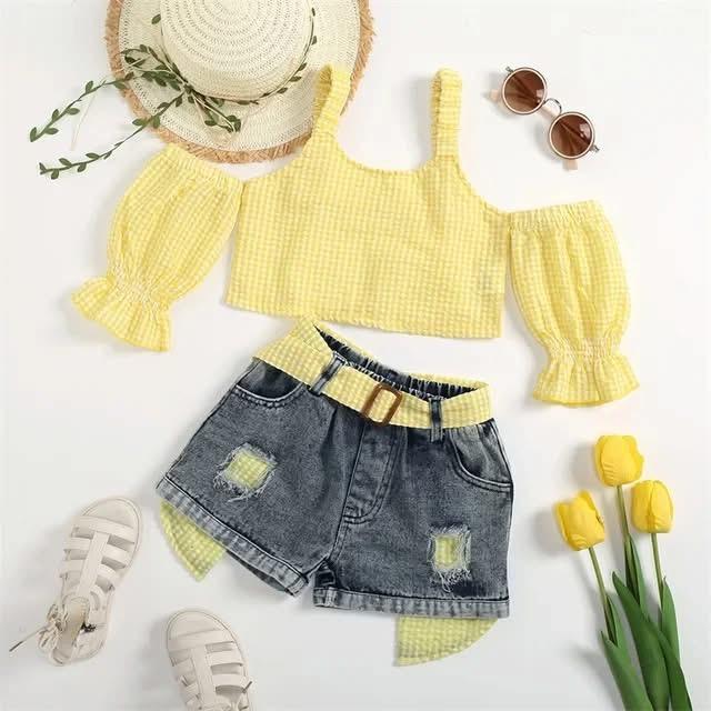 Girls' Sunshine Denim Shorts Set