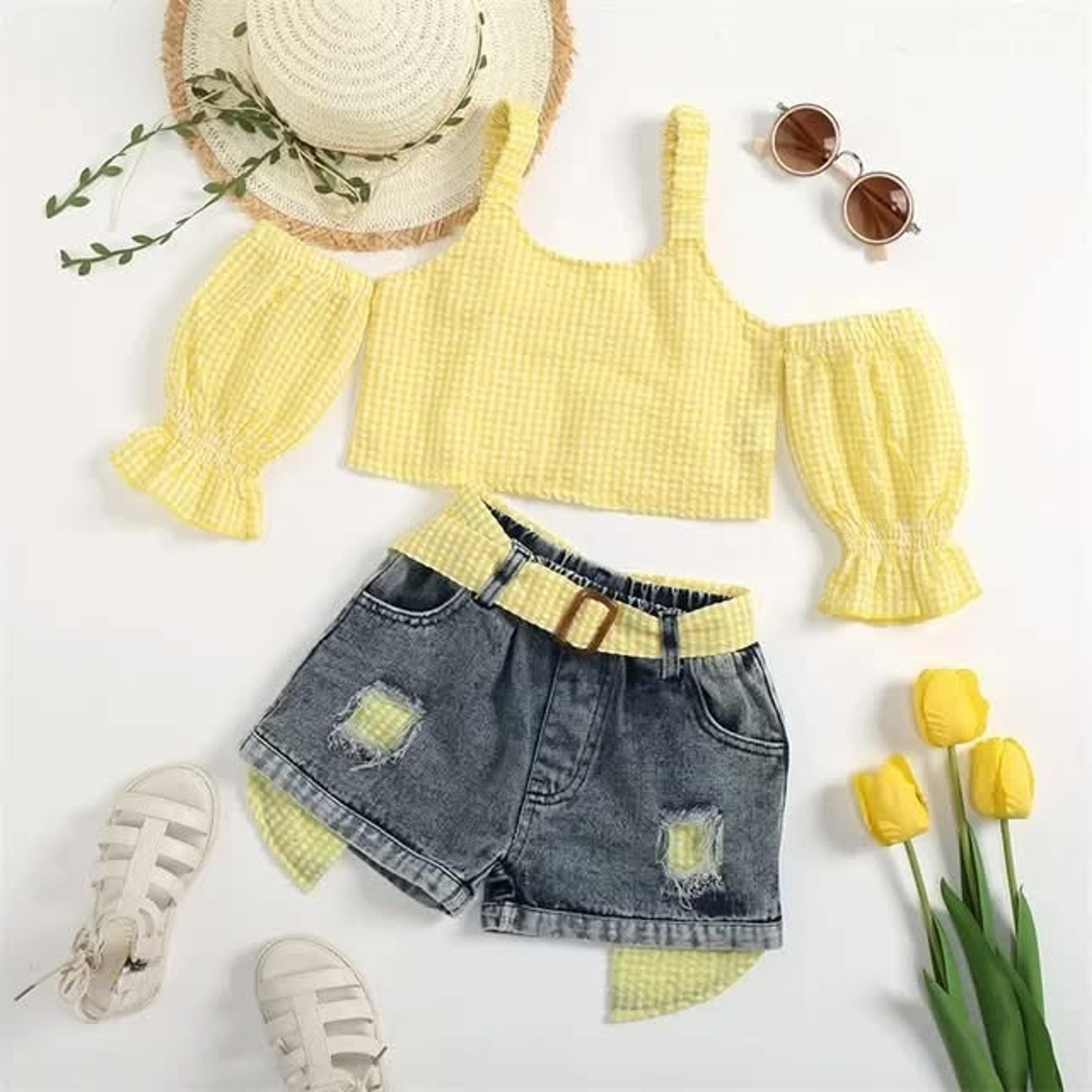 Girls' Sunshine Denim Shorts Set