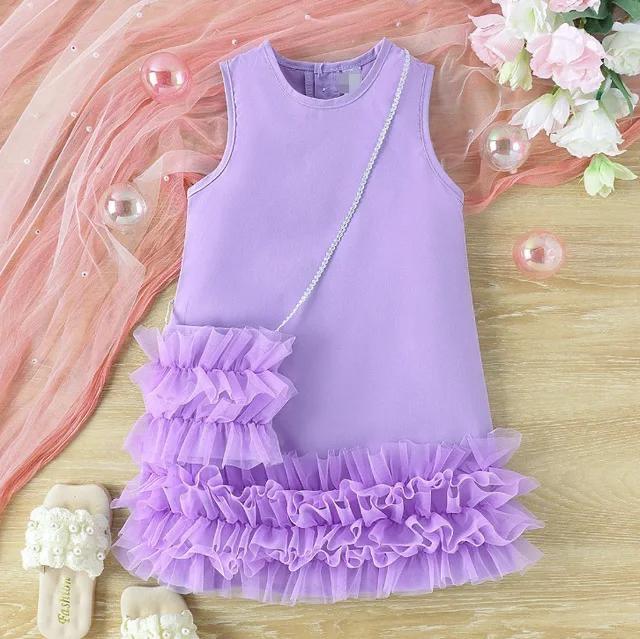 Girls' Lilac Ruffle Party Dress