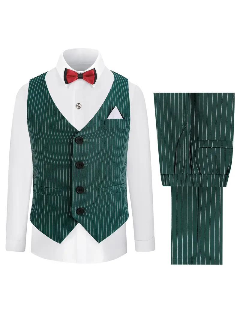 Boys' Emerald Pinstripe Formal Suit Set