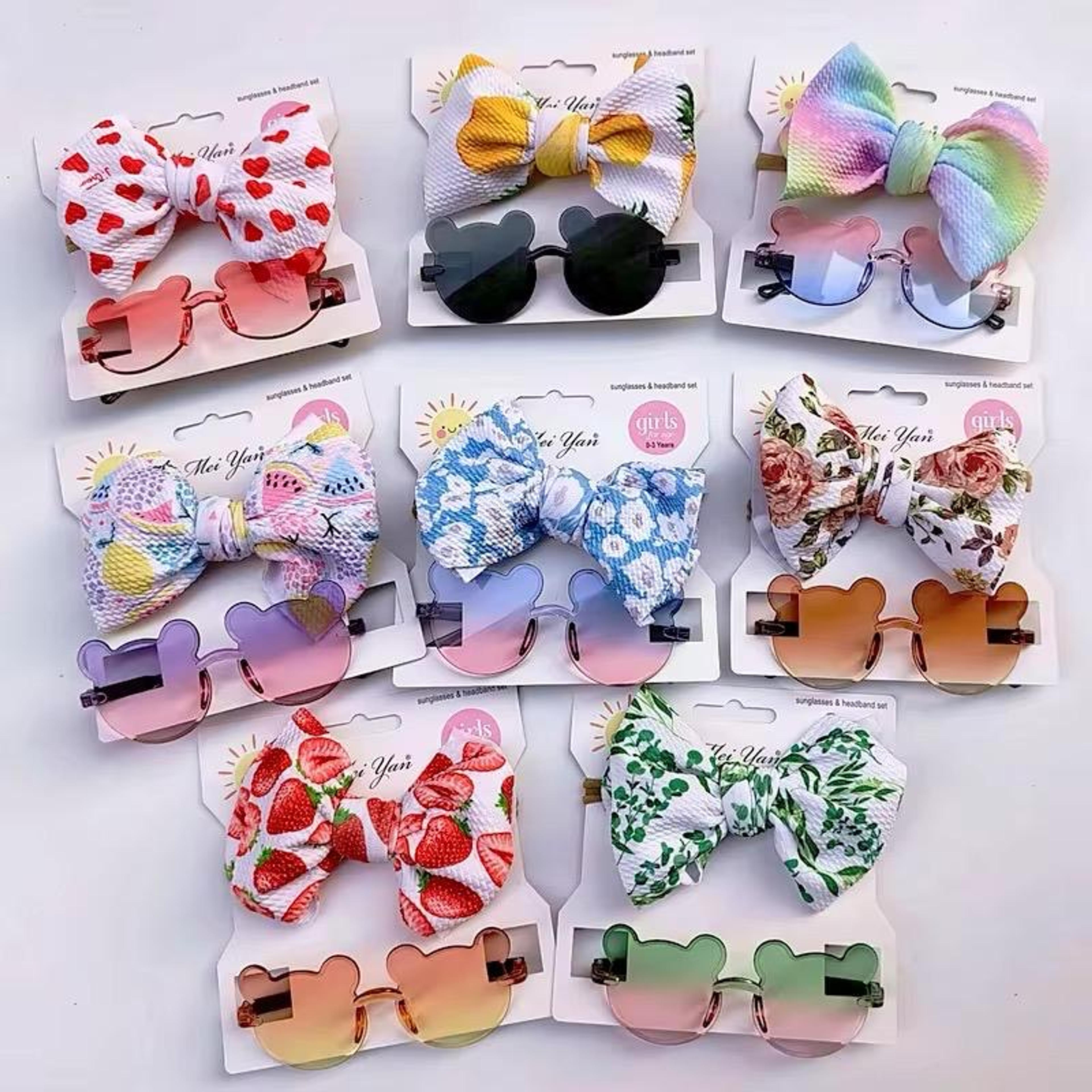 Girls' Printed Bow & Fashion Sunglasses Set
